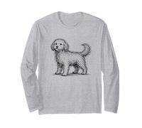 Golden Doodle Sketch Abstrait Chien Gribouillage Art Minimaliste Manche Longue