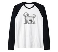 Golden Doodle Sketch Abstrait Chien Gribouillage Art Minimaliste Manche Raglan