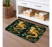Golden Dragon Tapis de bain à séchage rapide, motif nature fantaisie, absorbant, antidérapant, en flanelle, lavable pour salle de bain et toilettes, 40,6 x 61 cm