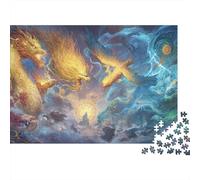 Golden Dragon Vs Phoenix Artwork Puzzles 1000 Pieces Cadeau Unique Jeu Éducatif Challenge Toy À De Qualité Supérieure Peinture Art pour Adultes Et Enfants 38x26cm/1000pcs