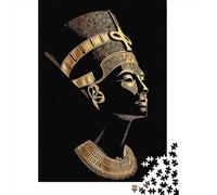 Golden Egyptian Queen Profile Puzzles 1000 Pièces Cadeau Unique Jeu Éducatif Défi Jouet À De Qualité Supérieure Peinture Art pour Adultes Et Enfants À Partir De 12 Ans 52x38cm/1000pcs