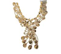 Golden Embroidered Collar Shape Beading Embroidery Sewn Lace Decorative Clothing Accessories(Style 2045,Wholesale 10pcs)