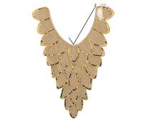 Golden Embroidered Collar Shape Beading Embroidery Sewn Lace Decorative Clothing Accessories(Style 2051,5pcs)