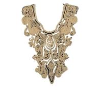 Golden Embroidered Collar Shape Beading Embroidery Sewn Lace Decorative Clothing Accessories(Style 2046,Wholesale 10pcs)