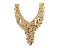 Golden Embroidered Collar Shape Beading Embroidery Sewn Lace Decorative Clothing Accessories(Style 2049,5pcs)