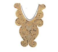 Golden Embroidered Collar Shape Beading Embroidery Sewn Lace Decorative Clothing Accessories(Style 2055,5pcs)
