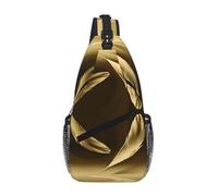 Golden Feathers Sac à bandoulière unisexe avec plusieurs poches, grande capacité, en polyester durable, sangle réglable pour les trajets quotidiens et les voyages