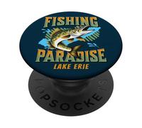 Golden Fishing Paradise Lake Erie Pêcheur PopSockets PopGrip Adhésif