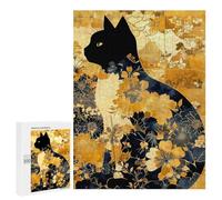 Golden Floral Cat Art Print Puzzle 1000 Pièces Educa Jouet en Bois Cadeau Unique Décoration Intérieure Jeu Éducatif Challenge Toy Adultes Et Enfants À Partir De 14 Ans 500 PCS