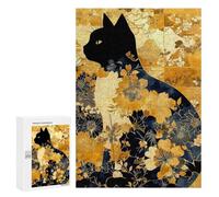 Golden Floral Cat Art Print Puzzle 1000 Pièces Educa Jouet en Bois Cadeau Unique Décoration Intérieure Jeu Éducatif Challenge Toy Adultes Et Enfants À Partir De 14 Ans 300 PCS