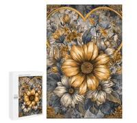 Golden Floral Heart Art Print Puzzle 1000 Pièces Educa Jouet en Bois Cadeau Unique Décoration Intérieure Jeu Éducatif Challenge Toy Adultes Et Enfants À Partir De 14 Ans 1000 PCS