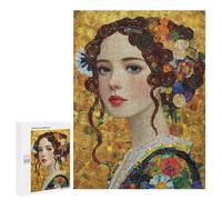 Golden Floral Portrait Art Print Puzzle 1000 Pièces Educa Jouet en Bois Cadeau Unique Décoration Intérieure Jeu Éducatif Challenge Toy Adultes Et Enfants À Partir De 14 Ans 500 PCS