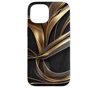 Golden Flow Abstrait Ruban Mouvement Art Coque pour iPhone 15