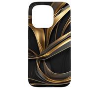 Golden Flow Abstrait Ruban Mouvement Art Coque pour iPhone 15 Pro