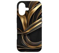 Golden Flow Abstrait Ruban Mouvement Art Coque pour iPhone 17