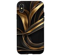 Golden Flow Abstrait Ruban Mouvement Art Coque pour iPhone X/XS