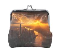 Golden Flowers Porte-monnaie multifonctionnel à bouton-pression ouvert, en matériau recyclé, 11,4 x 10,4 cm (L x H), Coucher de soleil sur la, one size, Coucher de soleil sur la