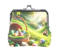 Golden Flowers Porte-monnaie multifonctionnel à bouton-pression ouvert, en matériau recyclé, 11,4 x 10,4 cm (L x H), Œufs de Pâques verts, one size, Œufs de Pâques verts