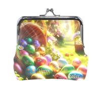 Golden Flowers Porte-monnaie multifonctionnel à bouton-pression ouvert, en matériau recyclé, 11,4 x 10,4 cm (L x H), Panier Happy Easter, one size, Panier Happy Easter