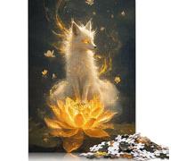 Golden Fox on Lotus Puzzle 1000 Pièces Educa Jouet en Bois Divertissement Créatif Décoration Intérieure Jeu Éducatif Challenge Toy Adultes & Enfants des 14 Ans 1000pcs (75x50cm)