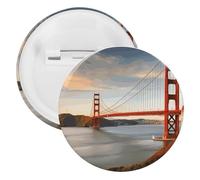 Golden Gate Bridge Broche ronde personnalisée en fer blanc pour enseignants, infirmières, médecins, personnel, accessoires de fête, 1PCS, Plastique, Plastiques
