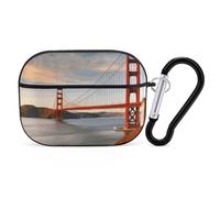 Golden Gate Bridge Coque pour AirPods Pro avec anneau porte-clés Coque rigide en polycarbonate pour AirPods Pro 2e génération pour homme et femme - Ouverture facile - Protection complète contre les