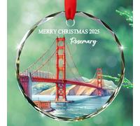 Golden Gate Bridge Décoration de Noël en verre pour mari, épouse, papa, maman, année et nom personnalisés pour amoureux du paysage urbain des États-Unis, décoration de Noël personnalisée Golden Gate
