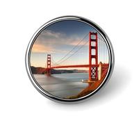Golden Gate Bridge Épingles à boutons rondes tendance en forme de chapeau mignon pour homme et femme - Épingles amusantes pour sacs à dos, sacs, costumes, accessoires - Broche en métal cool - Style