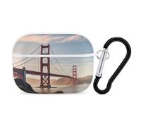 Golden Gate Bridge Organiseur pour écouteurs Airpods Pro résistant aux chocs avec mousqueton et clip anti-chute pour Airpods Pro 2ème génération, blanc