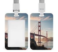 Golden Gate Bridge - Porte-badge transparent avec lanière amovible - Pochette verticale en plastique rigide pour sécuriser les cartes d'identité de travail, cartes de crédit pour bureau, usine