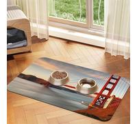 Golden Gate Bridge Tapis d'alimentation absorbant en cuir PU pour chien et chat - Protège les sols - Dos en caoutchouc antidérapant - Facile à nettoyer - 30 x 45 cm