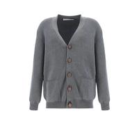 Golden Goose - Cardigan en coton avec application de monogramme - Homme - Pulls - Gris - Taille: M