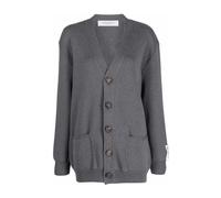 Golden Goose - Cardigan Gris avec Col en V et Broderie Logo - Femme - Pulls - Gris - Taille: 40 FR