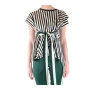 Golden Goose - Chemisier à rayures en coton avec col rond - Femme - Blouses et Chemises - Multicolore - Taille: 36 FR