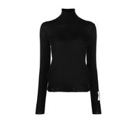 Golden Goose - Logo Patch Wool Turtleneck - Femme - Pulls - Noir - Taille: 36 FR