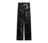 Golden Goose - Pantalon en Tulle avec Broderie Florale et Paillettes - Femme - Pantalons - Noir - Taille: 36 FR