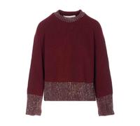 Golden Goose - Pull en maille côtelée Journey orné de strass - Femme - Pulls - Rouge - Taille: 40 FR