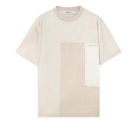 Golden Goose - T-shirt en jersey de coton avec effet patchwork - Homme - Tops - Beige - Taille: S