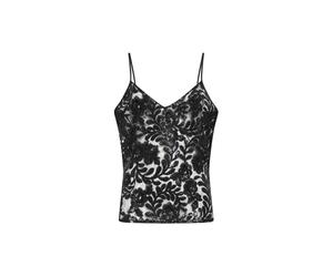 Golden Goose - Tulle Top With Sequins Embroidery - Femme - Tops - Noir - Taille: 40 FR