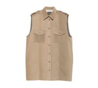 Golden Goose - Veste Beige Sans Manches à Col - Femme - Vestes - Vert - Taille: 38 FR
