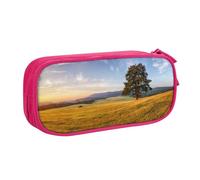 Golden Grass Trousse à crayons double couche de grande capacité en tissu polyester imprimé personnalisable pour école, bureau, voyage, rose, Taille unique