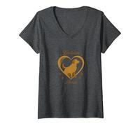 Golden Heart Golden Retriever Love Paw Prints Dog Lovers T-Shirt avec Col en V, Femme, Chiné Foncé, L