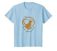 Golden Heart Golden Retriever Love Paw Prints Dog Lovers T-Shirt, Enfant, Bleu Céleste, 3 Ans