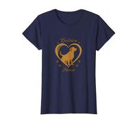 Golden Heart Golden Retriever Love Paw Prints Dog Lovers T-Shirt, Femme, Bleu Marine, 3XL