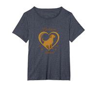 Golden Heart Golden Retriever Love Paw Prints Dog Lovers T-Shirt, Femme Grandes Tailles, Bleu Chiné, 5X
