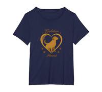 Golden Heart Golden Retriever Love Paw Prints Dog Lovers T-Shirt, Femme Grandes Tailles, Bleu Marine, 6X