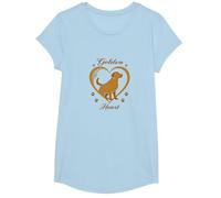 Golden Heart Golden Retriever Love Paw Prints Dog Lovers T-Shirt, Fille, Bleu Céleste, XS