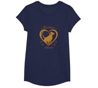 Golden Heart Golden Retriever Love Paw Prints Dog Lovers T-Shirt, Fille, Bleu Marine, S