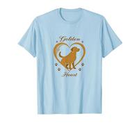 Golden Heart Golden Retriever Love Paw Prints Dog Lovers T-Shirt, Homme, Bleu Céleste, XL