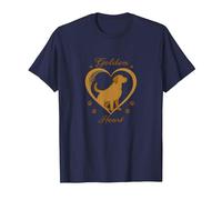 Golden Heart Golden Retriever Love Paw Prints Dog Lovers T-Shirt, Homme, Bleu Marine, M